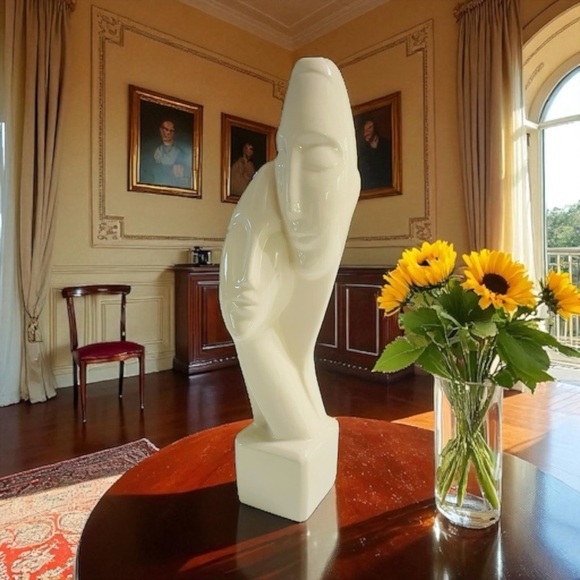 Greek Other - VTG Devotion statue, inspired by ancient Cycladic art Cream Couple Sculpture